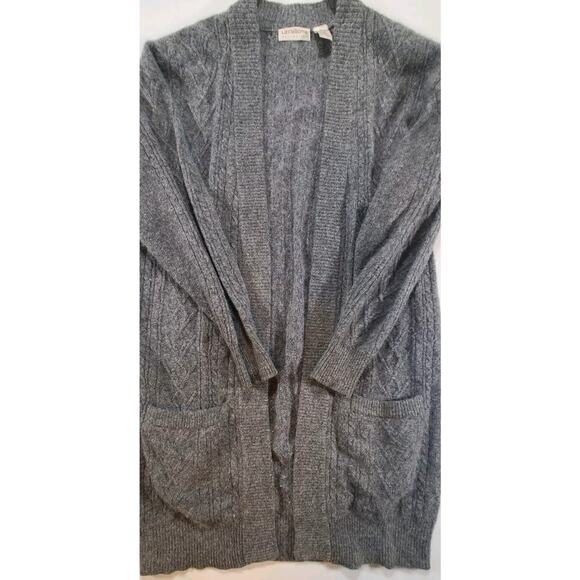 Vintage LIZ CLAIBORNE Lambswool Mohair Blend Cardigan Sweater Gray Small - Picture 5 of 9